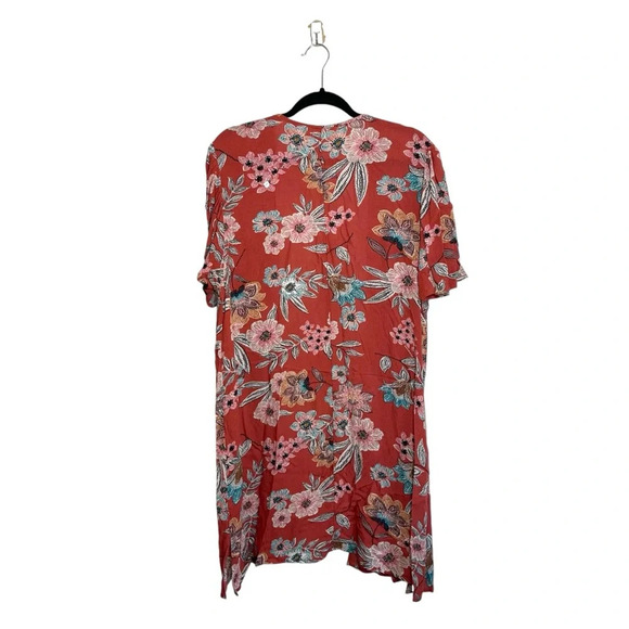 Maurices Rust Orange Multicolor Floral Print Flutter Sleeve Kimono Small Women’s - Picture 6 of 10